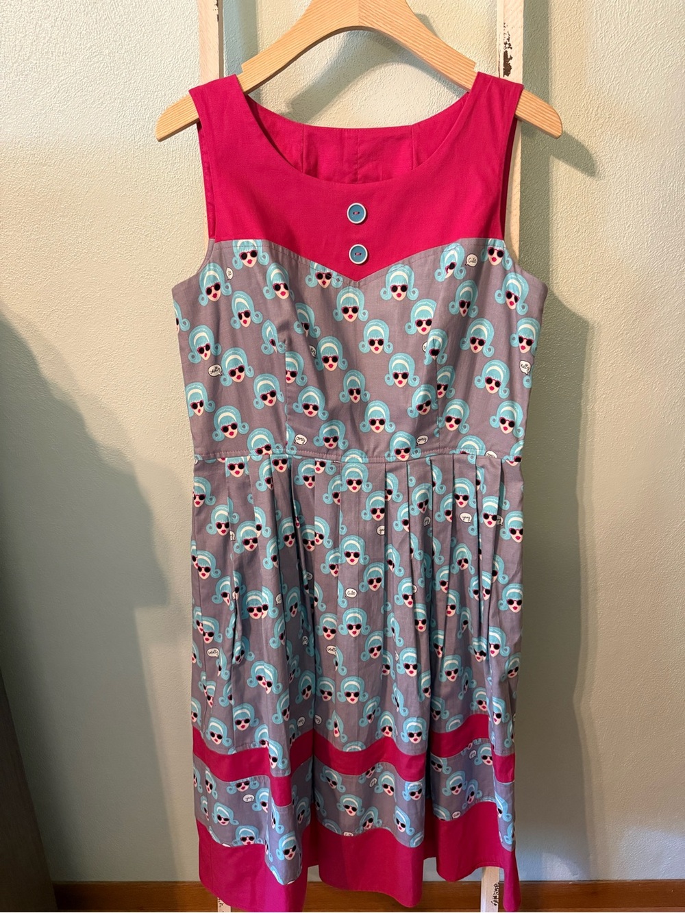 Beebop & Wally New York Retro 50’s Gladys Dress Cartoon Print Cotton Size M